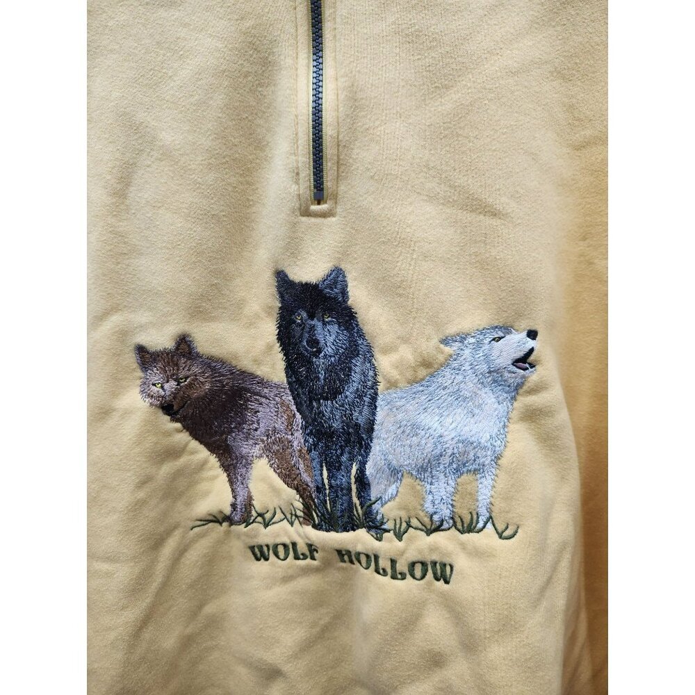 Port Authority Signature Yellow Fleece Pullover With Wolf Hollow Embroidered Des - Picture 2 of 5